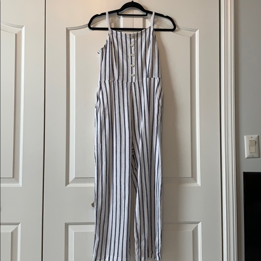 Old Navy White Striped Jumpsuit